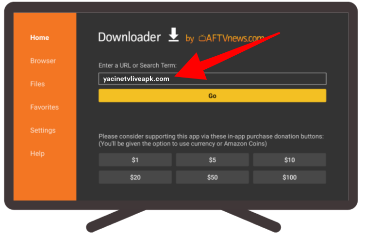 For Smart TV 5 Open the downloader & Enter Link